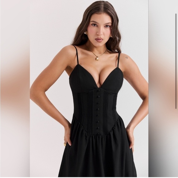 HOUSE OF CB Lova Corset Maxi Dress in Black Size Large - Picture 8 of 10